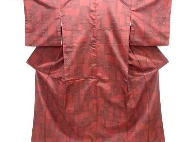 JAPANESE KIMONO / KIMONO ENSEMBLE / SILK / TOKAMACHI TSUMUGI / FLORAL CREST